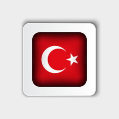 Turkey Flag Button Flat Design