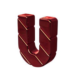 Red diagonal block symbol view from the left. letter u