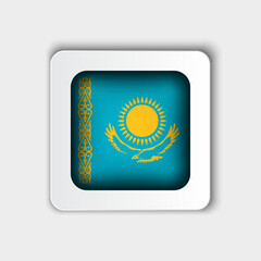 Kazakhstan Flag Button Flat Design