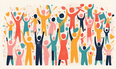 Charity illustration concept with abstract, diverse persons