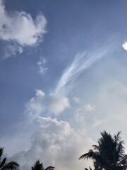Beautiful cirrus clouds float in the earth surface