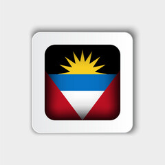 Fototapeta premium Antigua and Barbuda Flag Button Flat Design