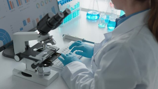 A modern medical laboratory becomes a forge of innovative ideas under the guidance of a research scientist. Her research, carried out under a microscope and analyzed with the help of a computer