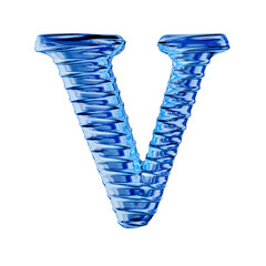 Fluted blue ice symbol. letter v