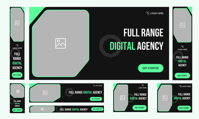 Digital agency web set banner design for social media post, marketing agency web bundle banner design, vector eps editable banner design, startup business set banner design vector eps 10 file format