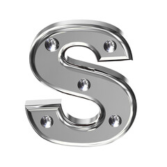 Silver symbol with metal rivets. letter s