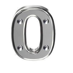 Silver symbol with metal rivets. number 0