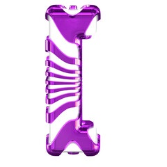 White symbol with purple straps