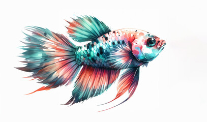 Fototapeta premium Fish isolated on white watercolor painting