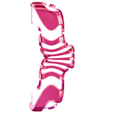 White symbol with pink straps