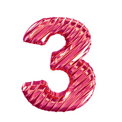 Ribbed pink symbol. number 3