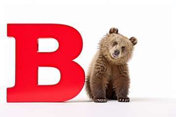 Bold letter  b  with bear head icon isolated on a clean white background for design purposes