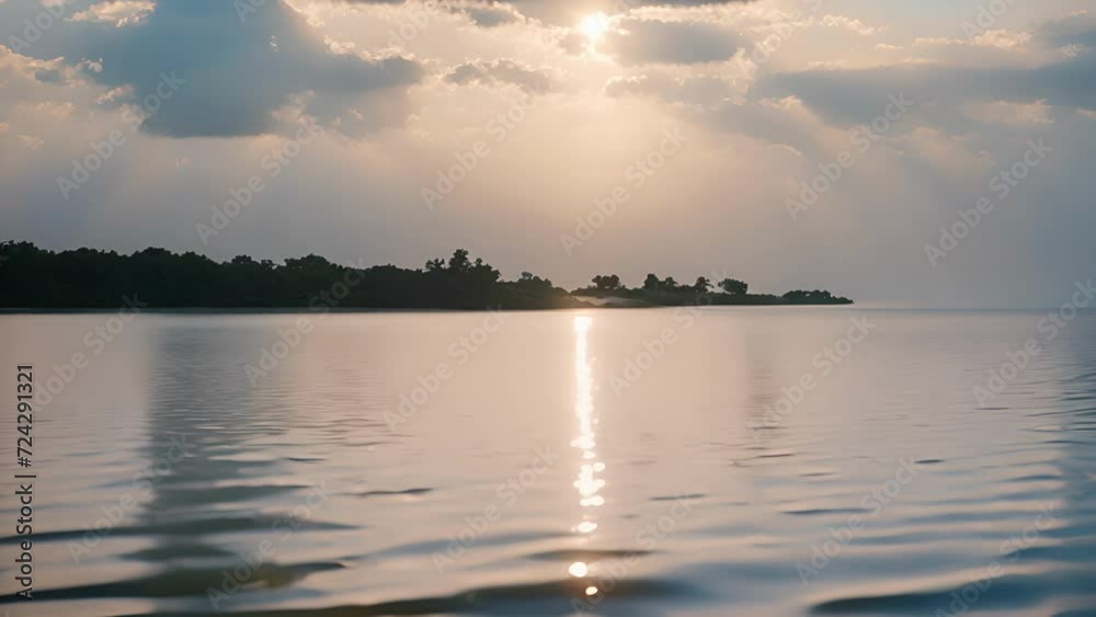 Poster closeup gentle breeze causing ripples waters surface, creating serene tranquil scene that evokes sen