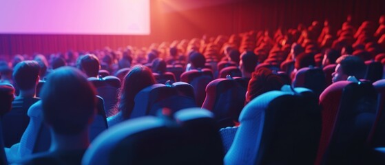People watching the premiere of a movie at the cinema