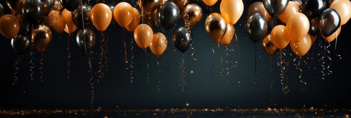 Naklejka premium Colorful Balloons Floating in the Air at a Celebration Generative AI