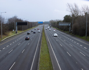 overhead view of the M50 motorway in Dublin, Ireland