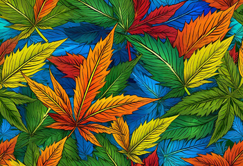 Fototapeta na wymiar cannabis leaves background - AI