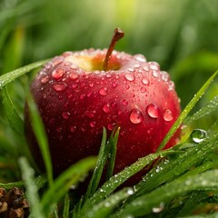 wet red apple