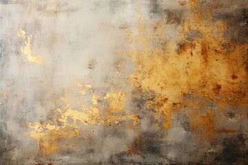 Abstract Painting With Gold and Grey Colors on Vintage Newspaper Generative AI - obrazy, fototapety, plakaty