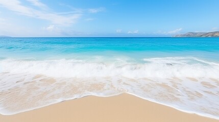 Fototapeta na wymiar sea Waves on the beach clear sky background. Generative AI