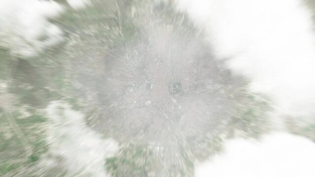 Earth zoom in from space to Madrid, Spain. Followed by zoom out through clouds and atmosphere into space. Satellite view. Travel intro. Images from NASA