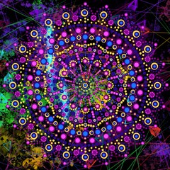 Beautiful colorful wallpaper background print with mandala bright art decor design	