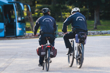 Fototapeta premium Hellenic Police on bikes with 