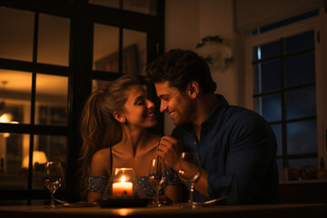 Romantic Dinner for Young Couple at Home