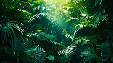 Fototapeta premium Tropical Rainforest Foliage. Generative ai