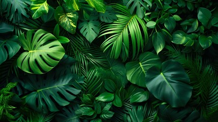 Naklejka premium Tropical Rainforest Foliage. Generative ai