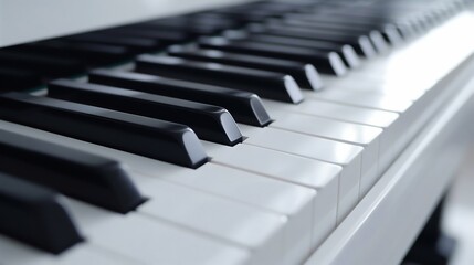 Elegant Piano Keyboard Close-Up. Generative ai - obrazy, fototapety, plakaty