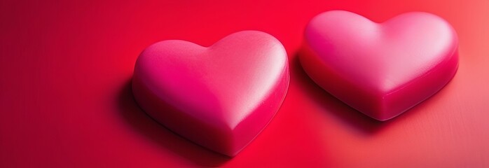 Two voluminous pink hearts on a pink background.