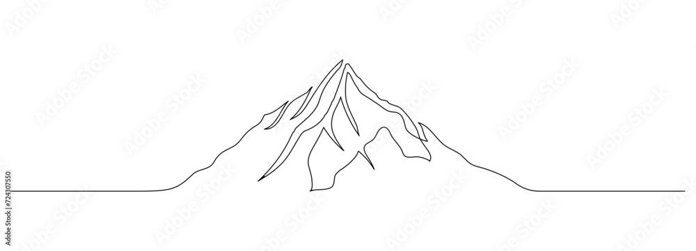 Leinwandbilder one continuous line drawing of mountain range landscape. abstract web banner with mounts in simple l