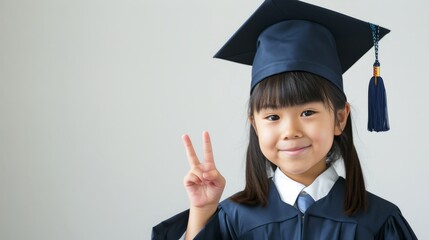Children wear bachelor's degree photos with white background