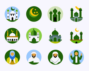 flat icon set ied al fitr