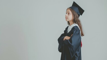 Children wear bachelor's degree photos with white background