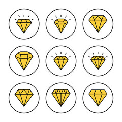 Diamond icon set vector. diamond gems sign and symbol