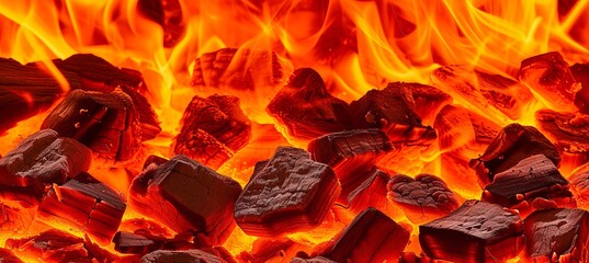 Fiery embers and burning coals creating an abstract background with a warm and intense glow