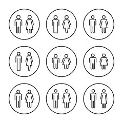 Man and woman icon set vector. male and female sign and symbol. Girls and boys