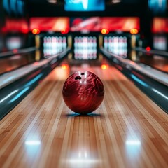 Bowling Ball on Bowling Alley Line