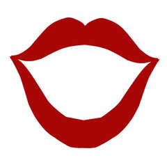 The design of women's red lips. Perfect for stickers, icons, logos, card elements, social media