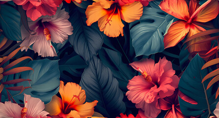 tropical colorful flowers