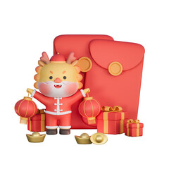 3D rendering of the Chinese Spring Festival illustration celebrating the Year of the Dragon
