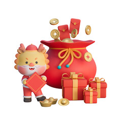 3D rendering of the Chinese Spring Festival illustration celebrating the Year of the Dragon