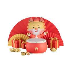 3D rendering of the Chinese Spring Festival illustration celebrating the Year of the Dragon