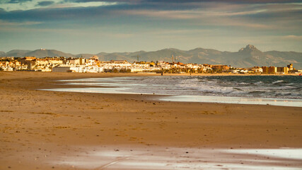 Sea coast and Tarifa town on skyline, Spain © anetlanda