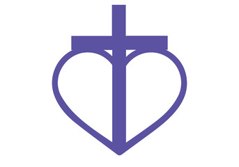 Obraz premium Heart with cross in the middle, silhouette, Jesus Christ