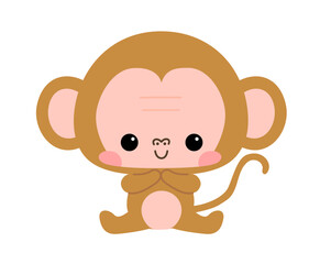 幼児向けのかわいいサルのキャラクターイラスト
