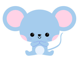 幼児向けのかわいいネズミのキャラクターイラスト
