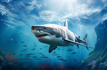 Obraz premium Great white shark underwater
